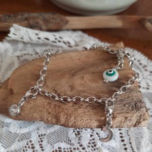 Bracelet chaine en acier inoxydable, 3 pendentifs au choix