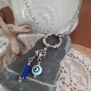 Collier chaine en acier inoxydable, fermoir bouée, 2 pendentifs au choix