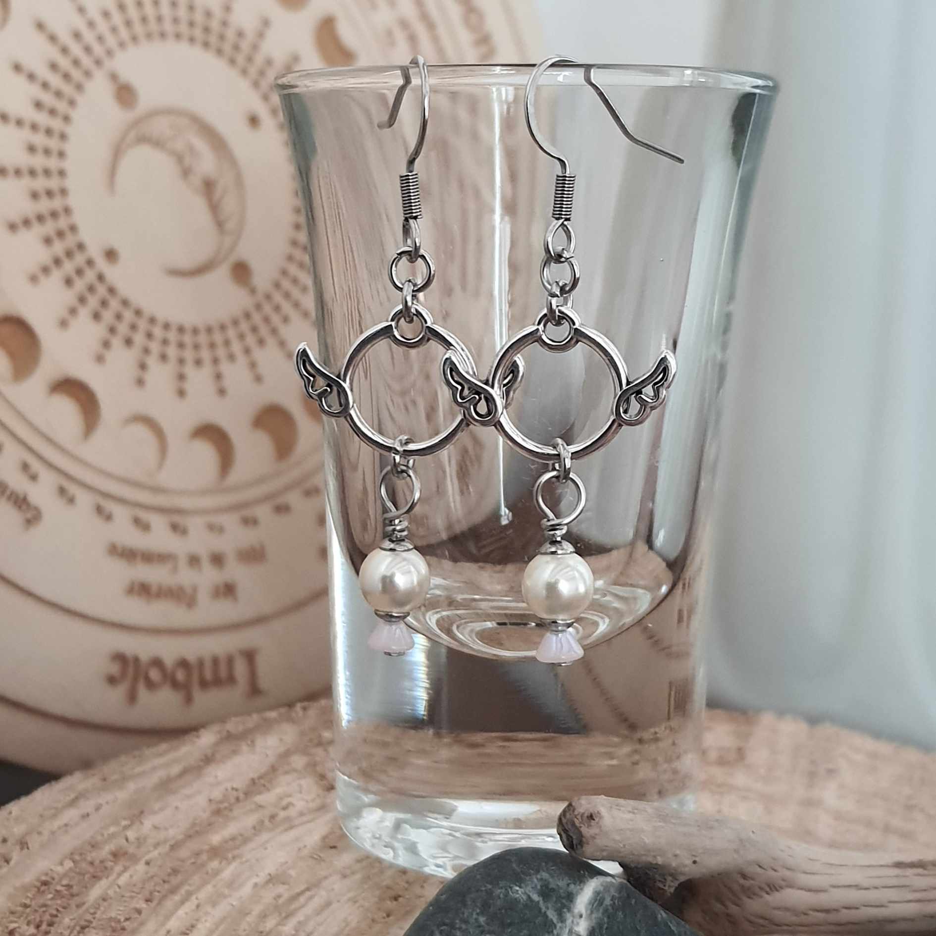 boucles d'oreilles ange crochets en acier inoxydable