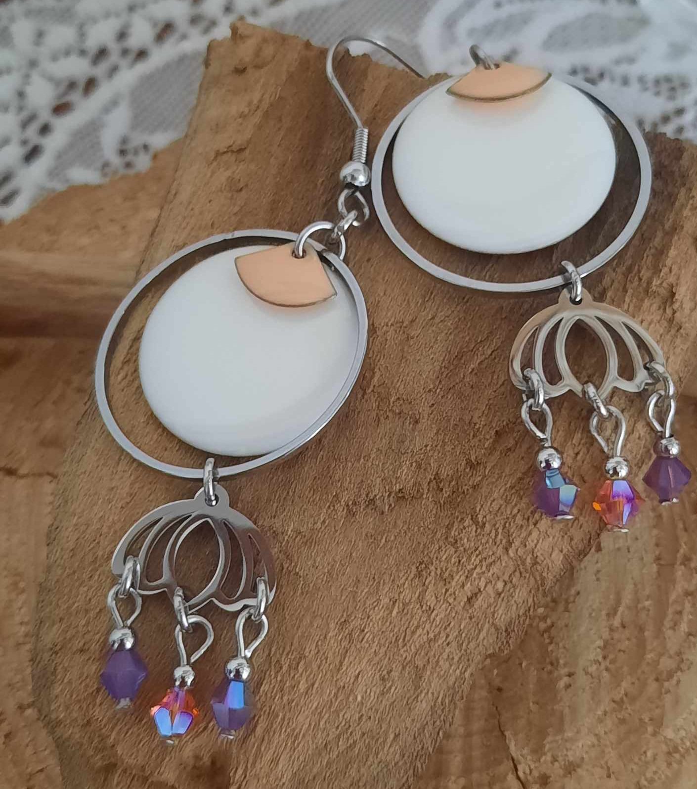 Boucles d'oreilles ombrelles graphiques art déco